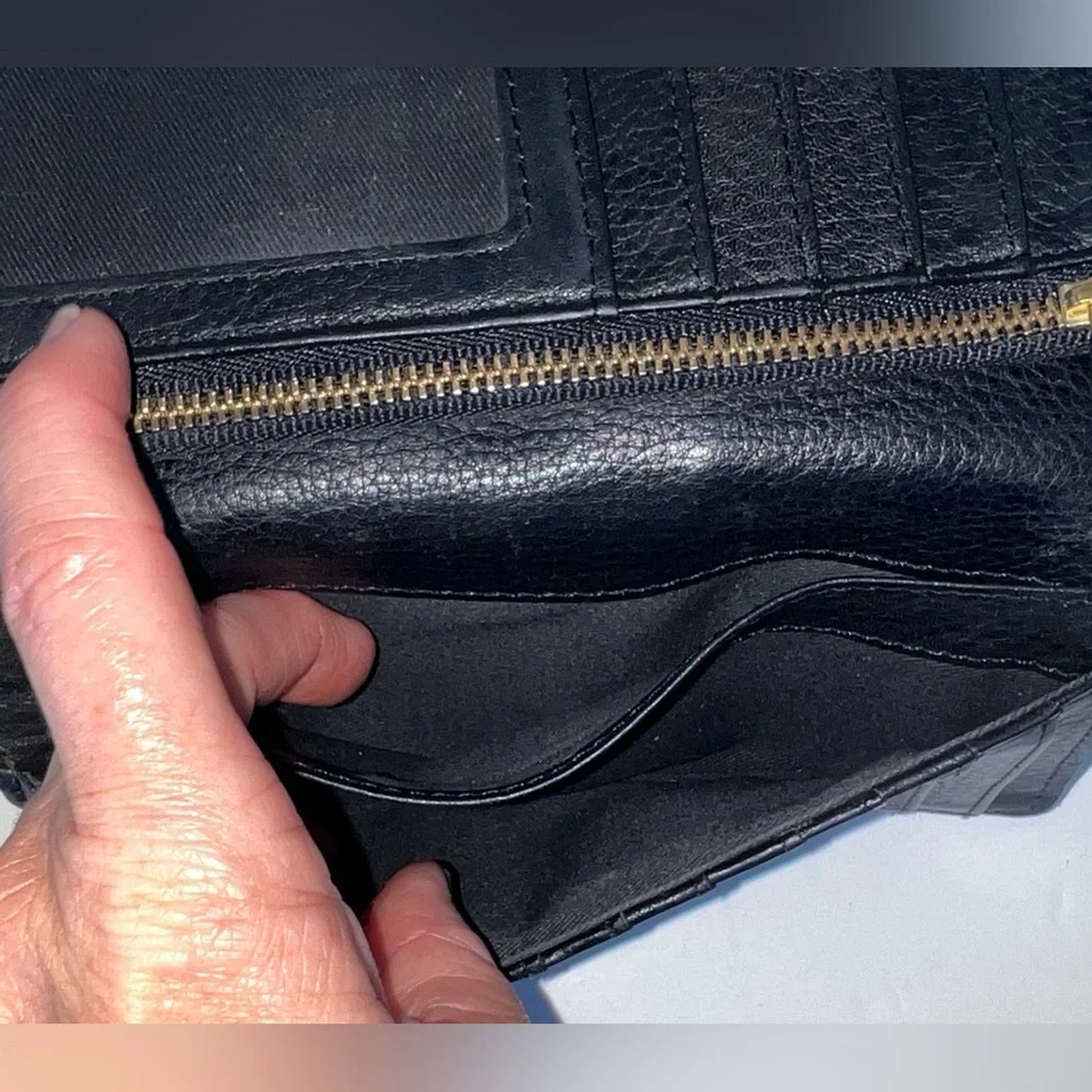 Vtg Fossil Wallet Black Soft‎ Pebble Leather